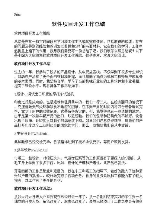 软件项目开发工作总结