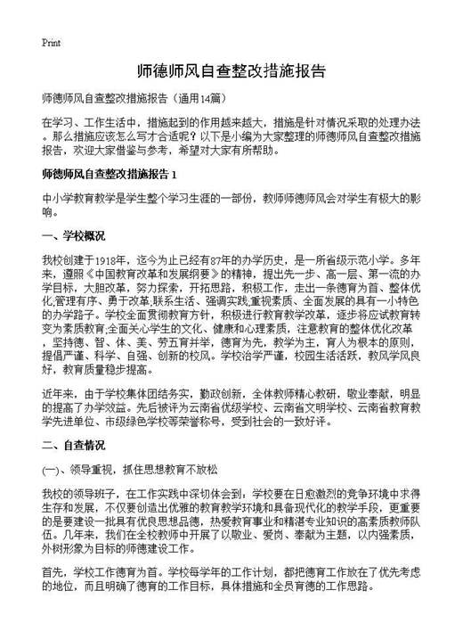 师德师风自查整改措施报告