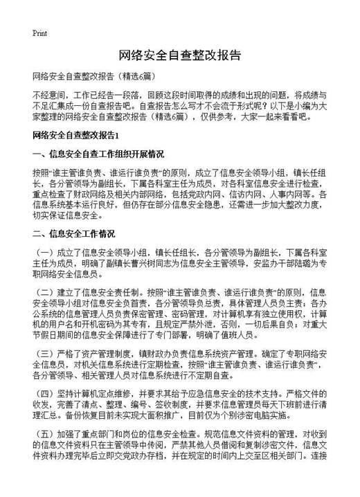 网络安全自查整改报告