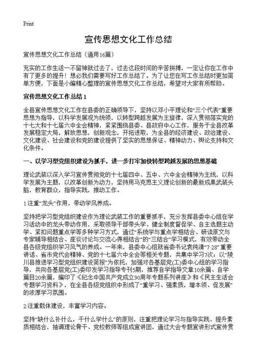 宣传思想文化工作总结