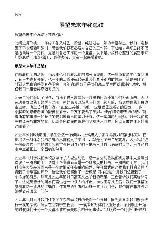 展望未来年终总结