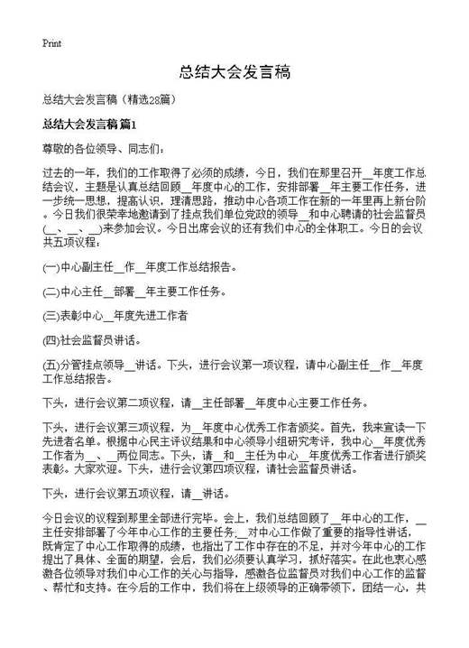总结大会发言稿