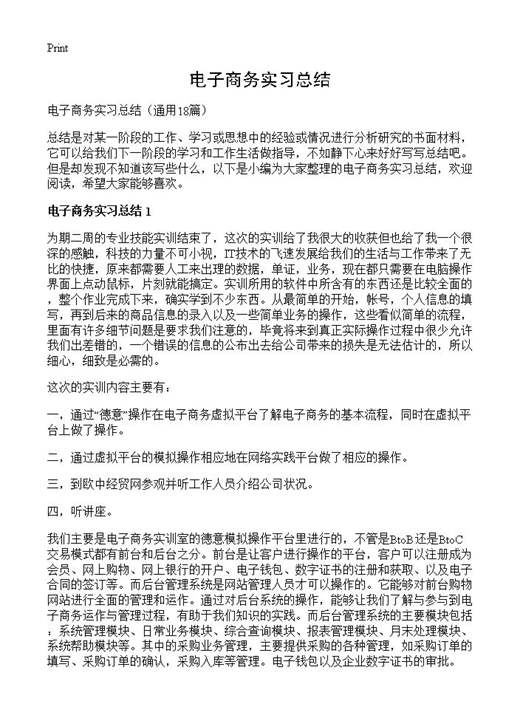 电子商务实习总结