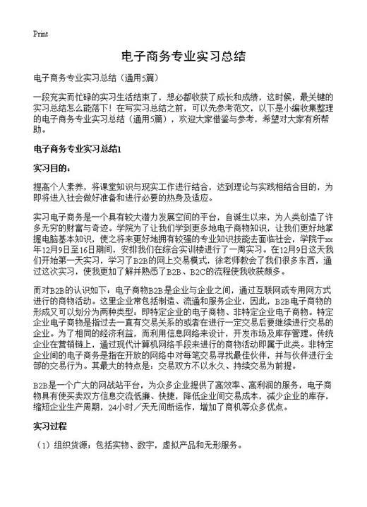 电子商务专业实习总结