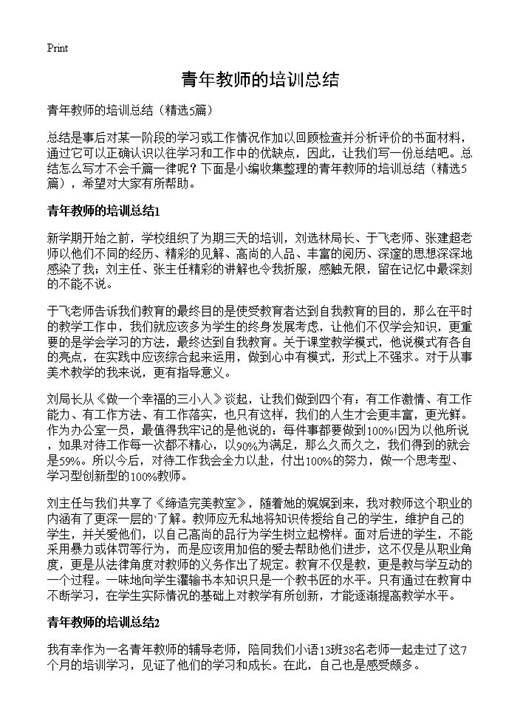 青年教师的培训总结