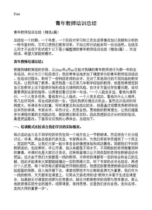 青年教师培训总结