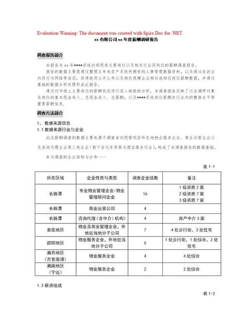 年度公司薪酬调查报告