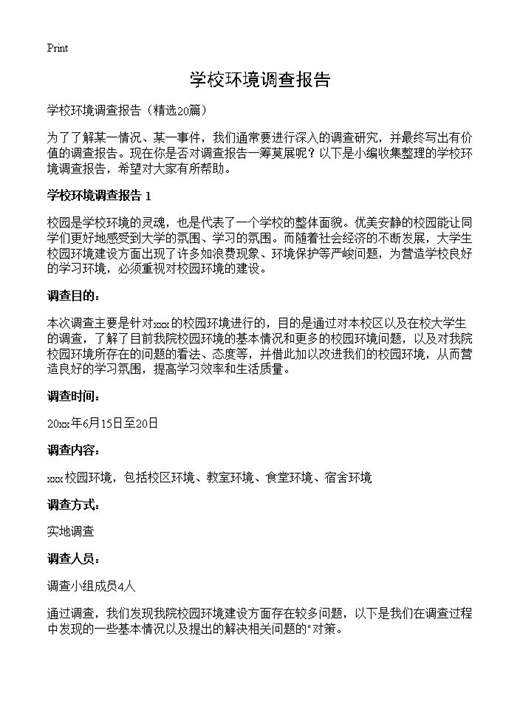 学校环境调查报告