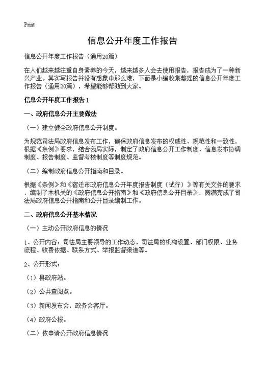 信息公开年度工作报告