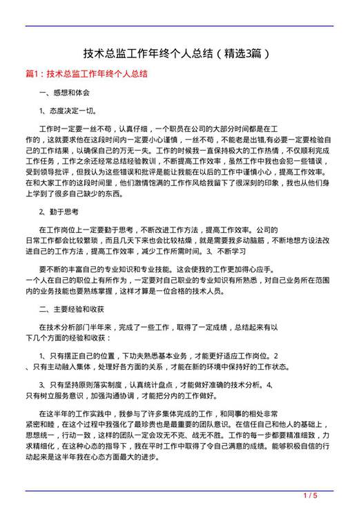 技术总监工作年终个人总结