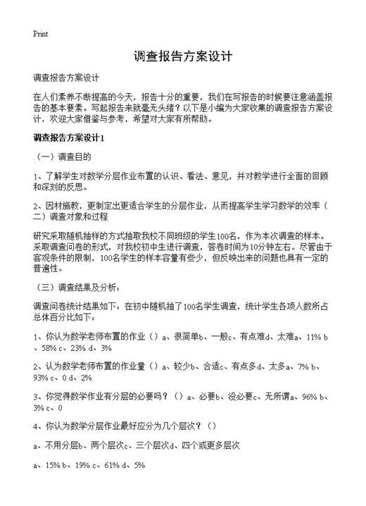 调查报告方案设计