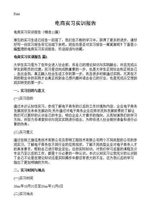 电商实习实训报告
