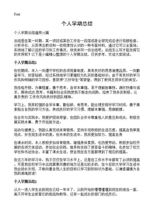 个人学期总结