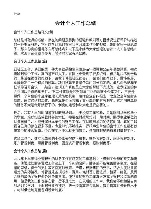 会计个人工作总结