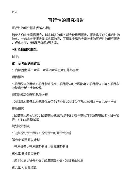 可行性的研究报告