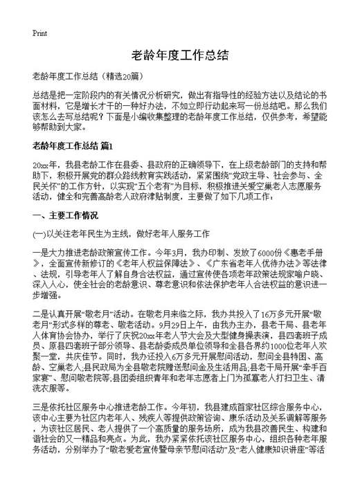 老龄年度工作总结
