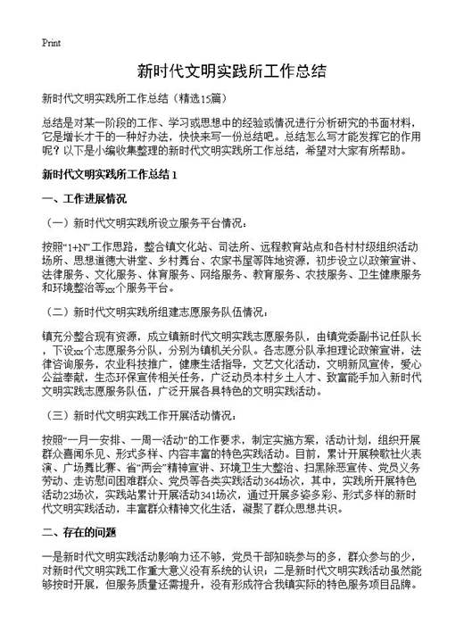 新时代文明实践所工作总结