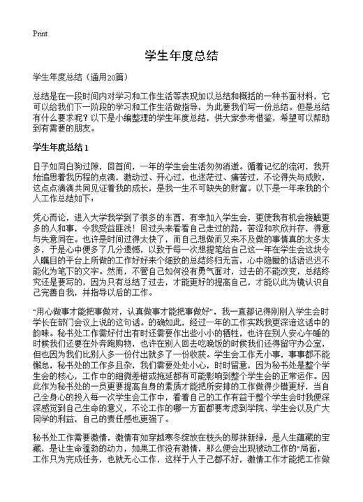 学生年度总结
