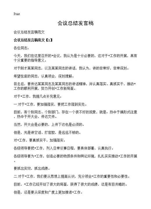 会议总结发言稿