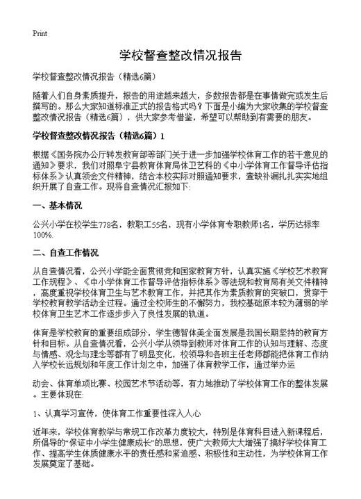 学校督查整改情况报告