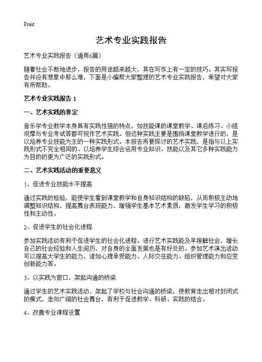 艺术专业实践报告