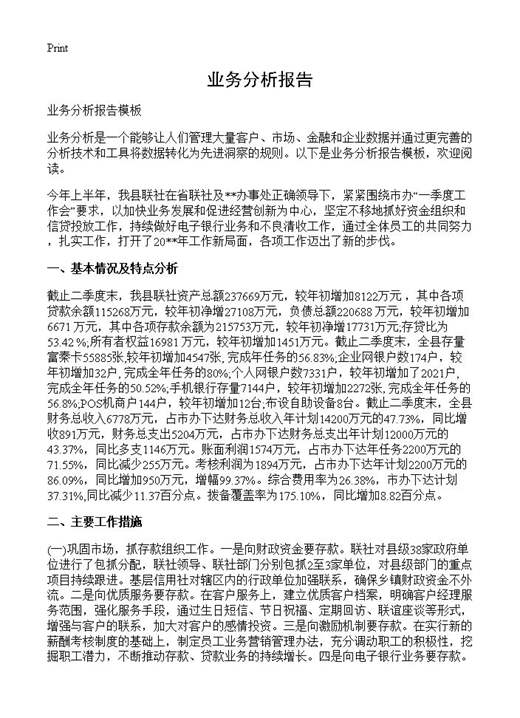 业务分析报告