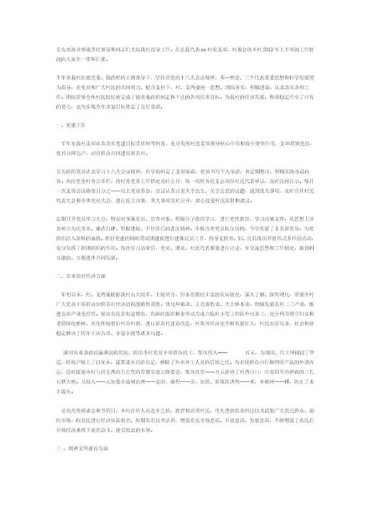 村支书年中总结报告个人范文