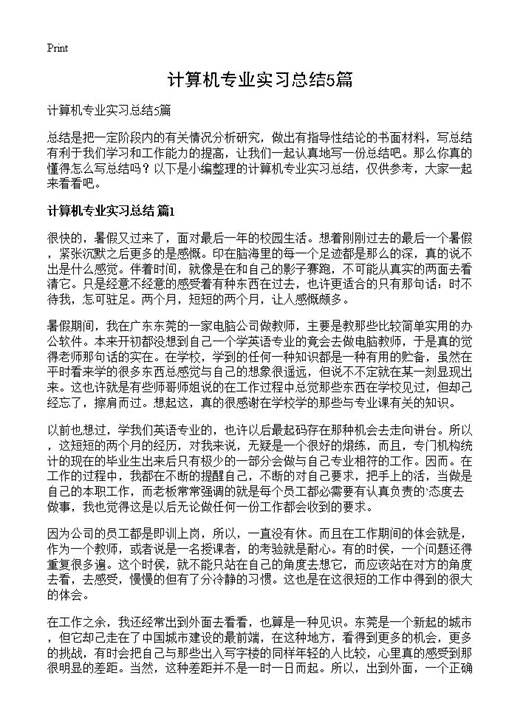 计算机专业实习总结