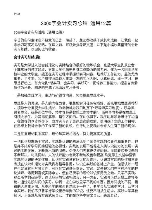 3000字会计实习总结
