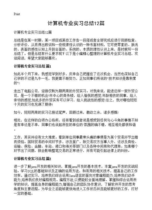 计算机专业实习总结