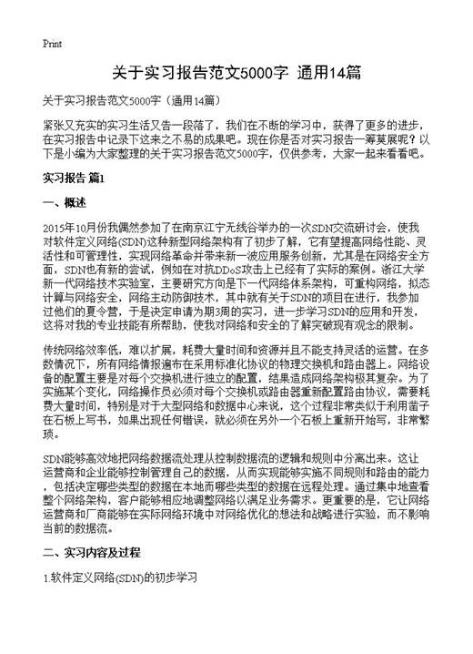 关于实习报告范文5000字