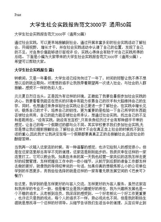 大学生社会实践报告范文3000字