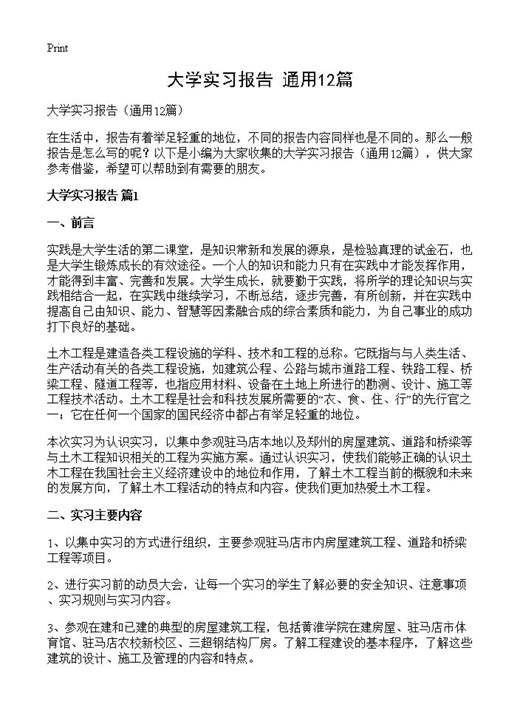 大学实习报告