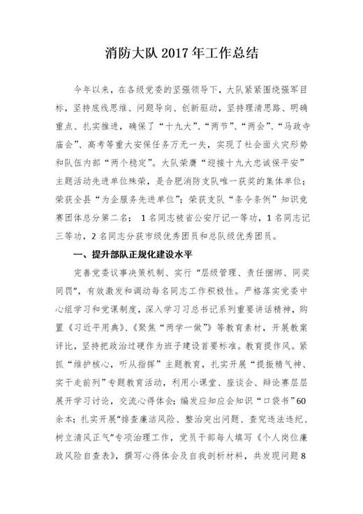 消防大队工作总结报告个人范文报告个人范文