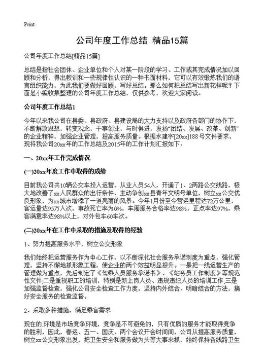 公司年度工作总结