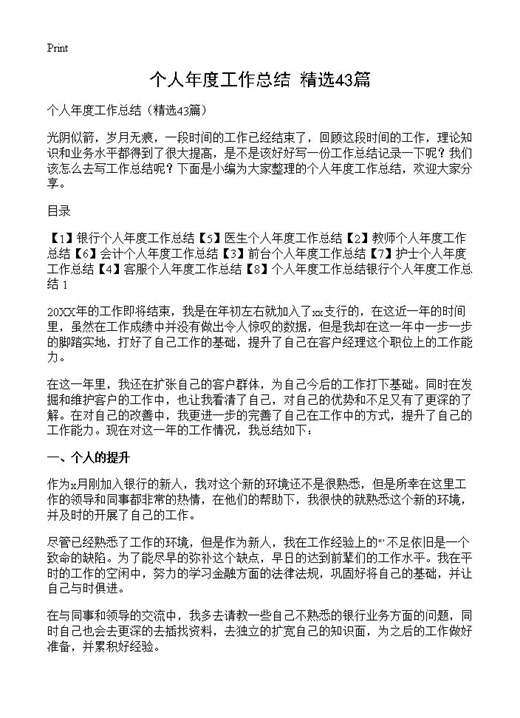 个人年度工作总结