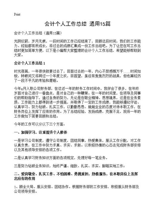 会计个人工作总结
