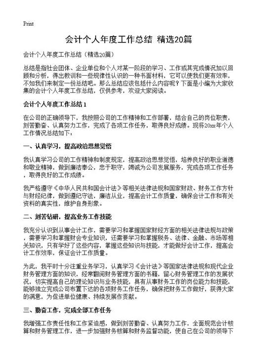 会计个人年度工作总结