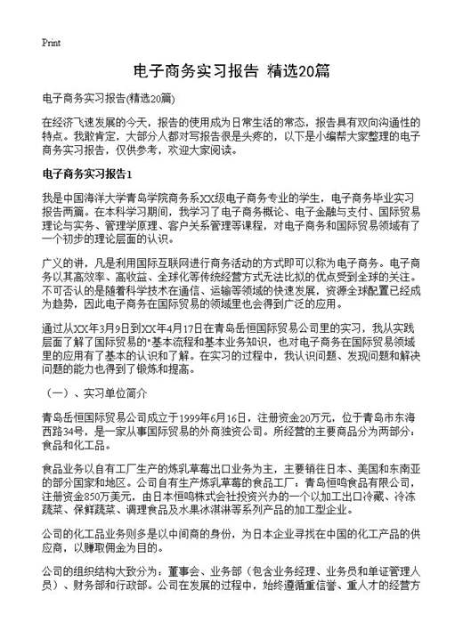 电子商务实习报告