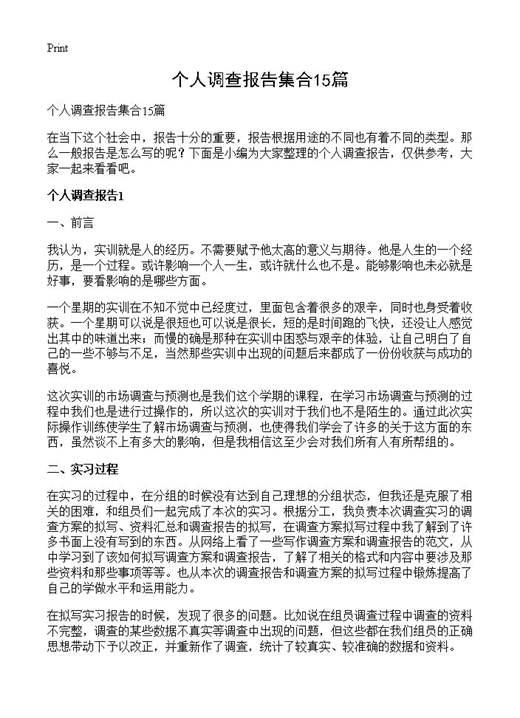 个人调查报告集合