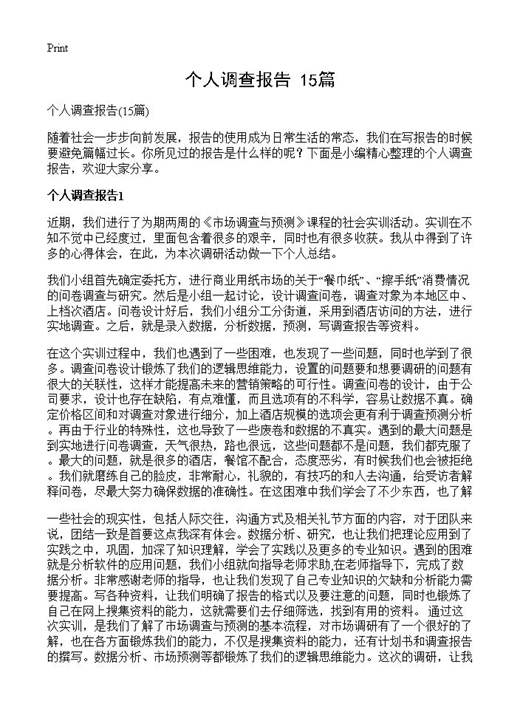 个人调查报告