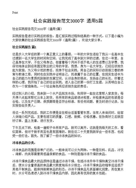 社会实践报告范文3000字