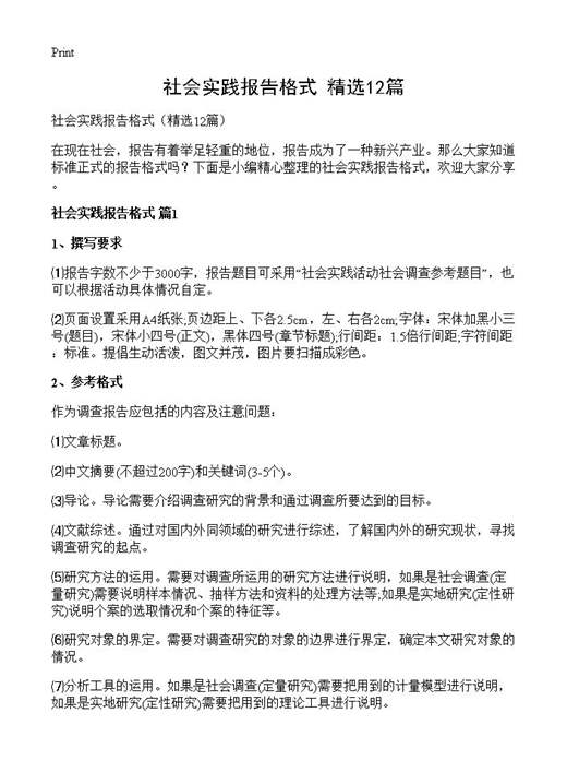 社会实践报告格式