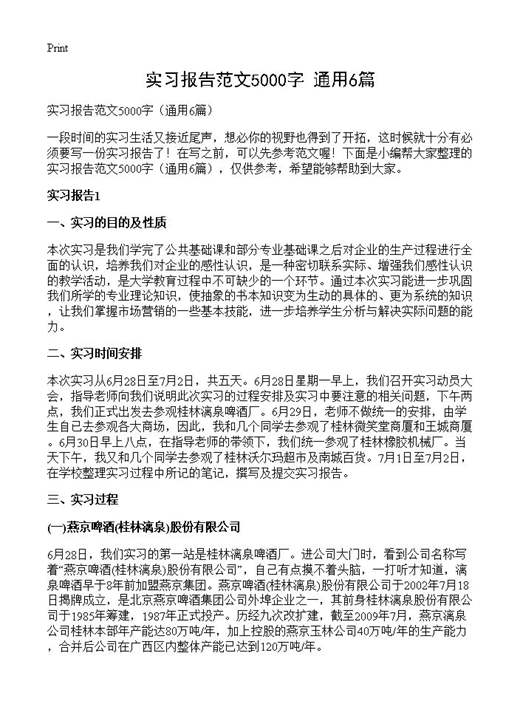 实习报告范文5000字