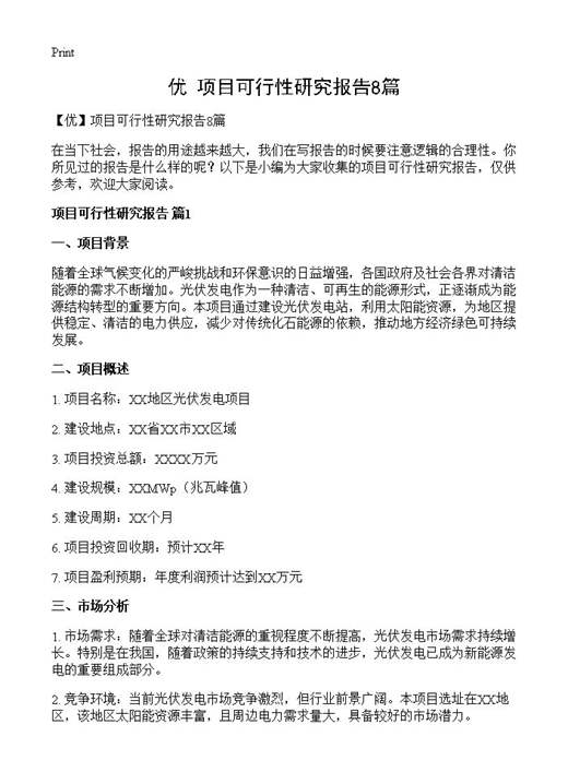 项目可行性研究报告