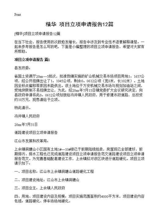 项目立项申请报告