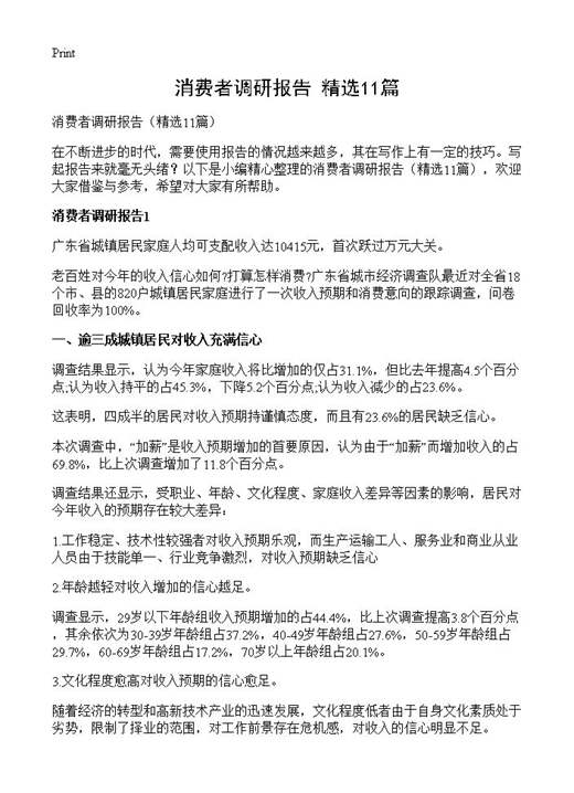 消费者调研报告