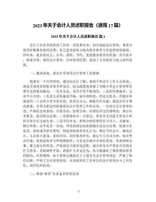 年关于会计人员述职报告(通用)