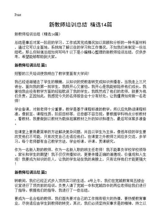 新教师培训总结