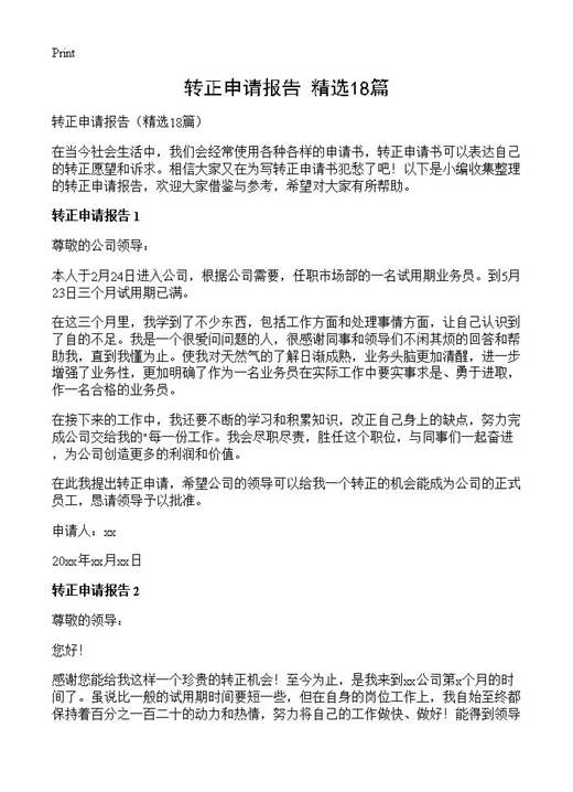 转正申请报告